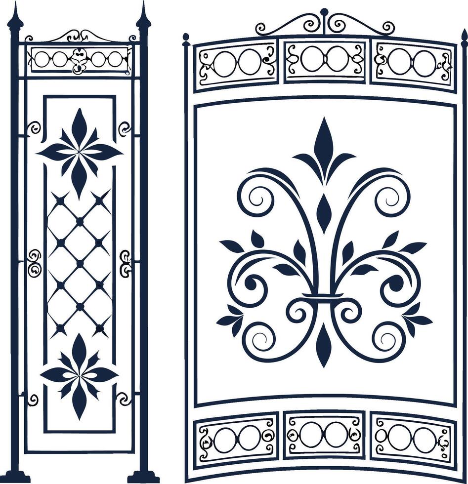 Tattoo rococo line set Victorian vector
