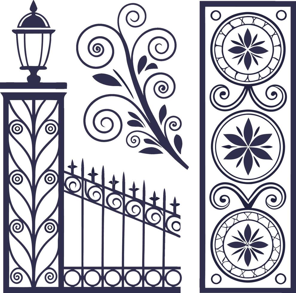 ornamental floral set design vector