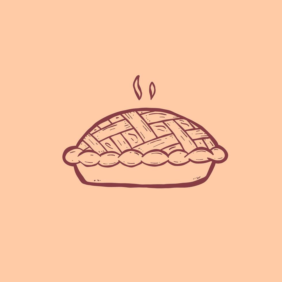 Hand drawn Lattice pie crust lineart illustration vector