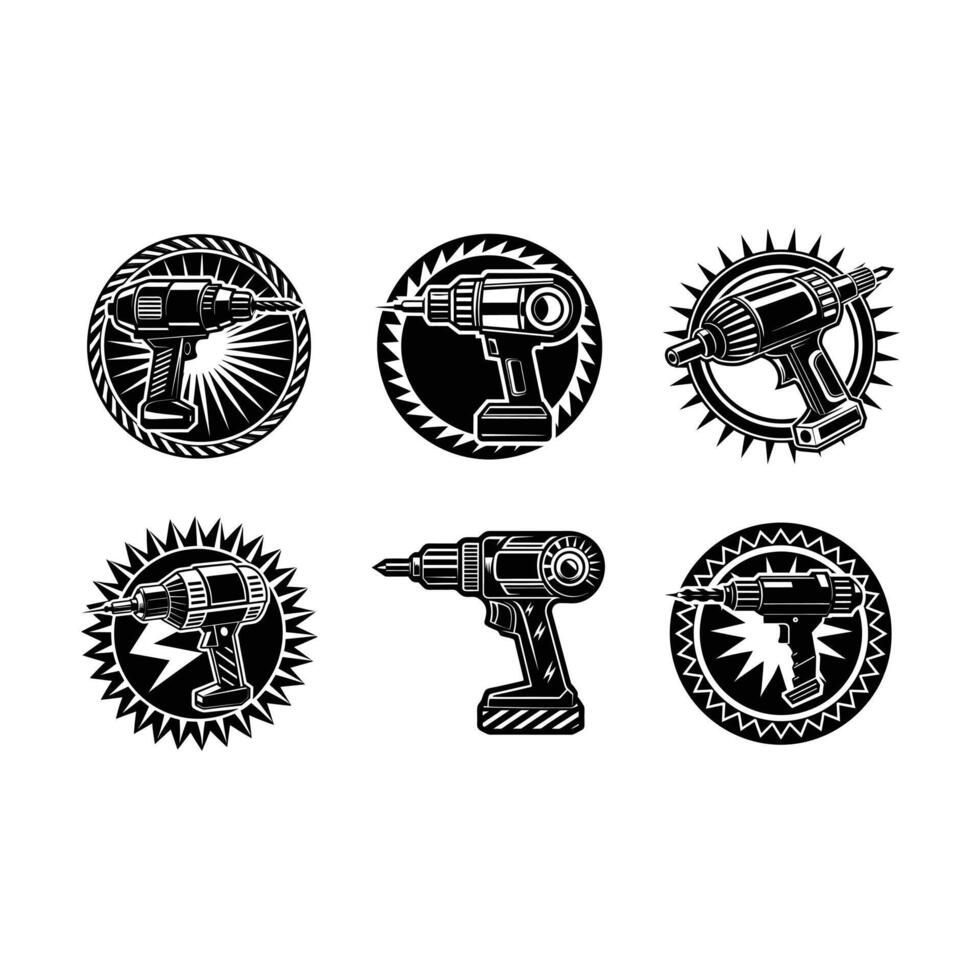 ndustrial drill icon for construction, manufacturing, and tool designs. vector