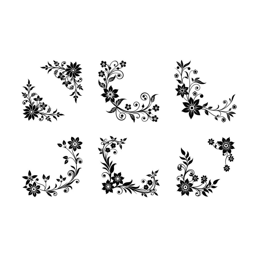 Elegant whimsical floral corner for creative borders, invitations, and digital designs. vector
