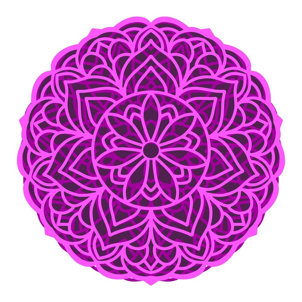 Round mandala with multilayer laser cut template vector