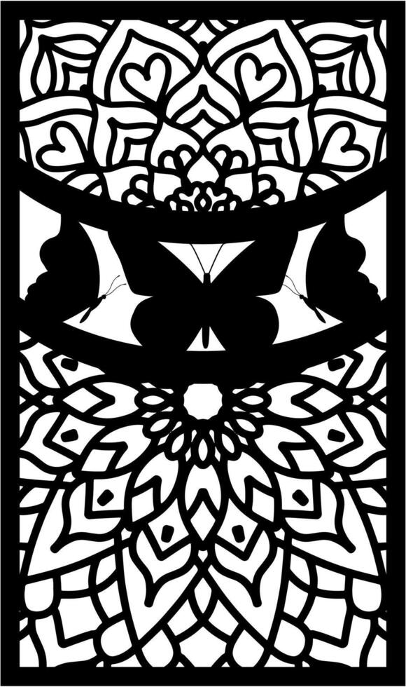 Butterfly with mandala wall panel laser cut vector