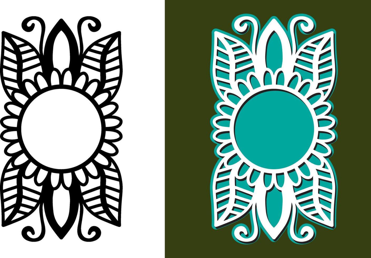 Floral Mirror frame laser cut vector