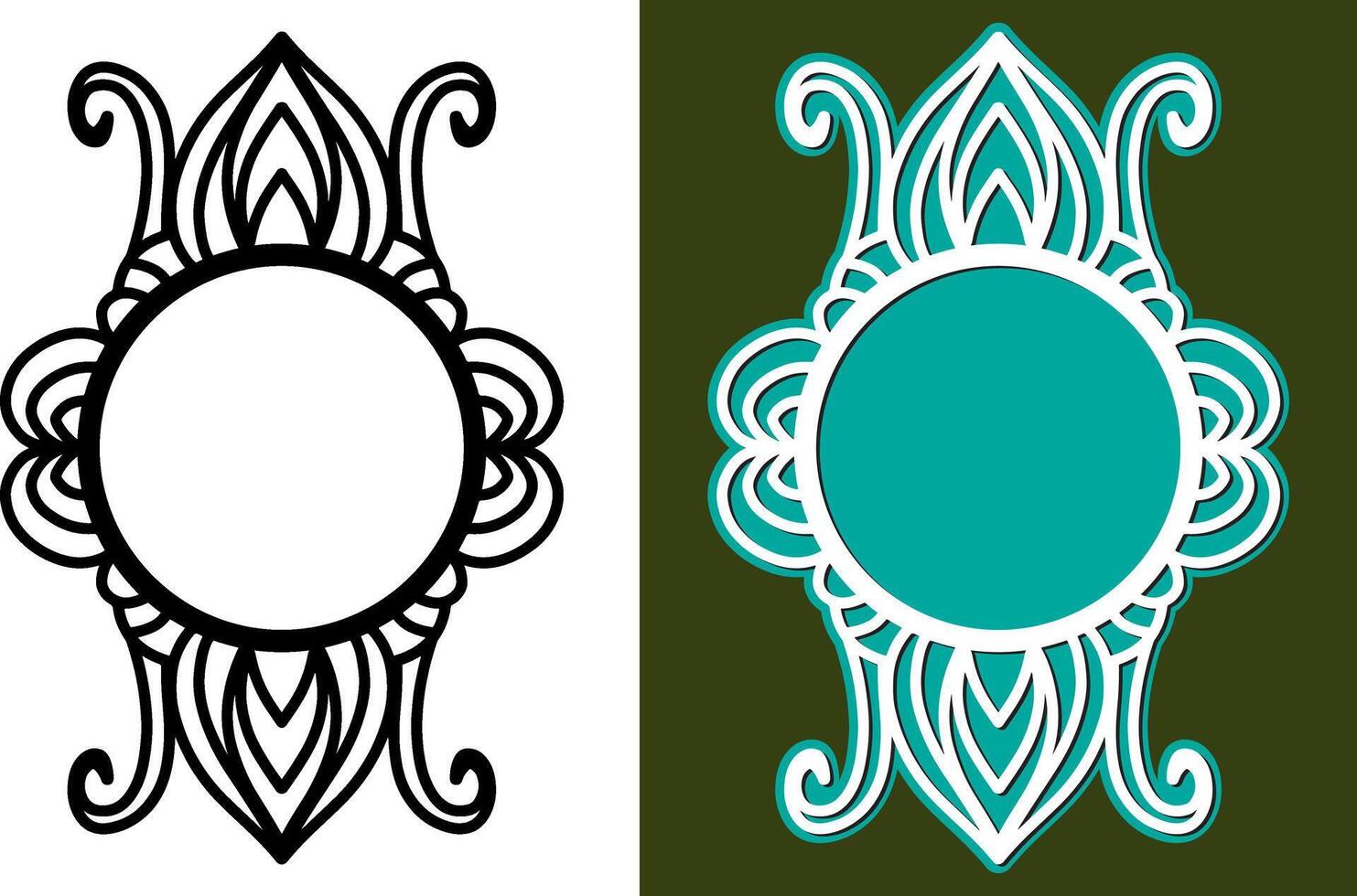 Round Ornament Mirror Frame Laser Cut vector
