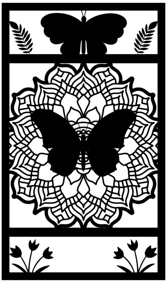 floral butterfly wall art laser cut vector