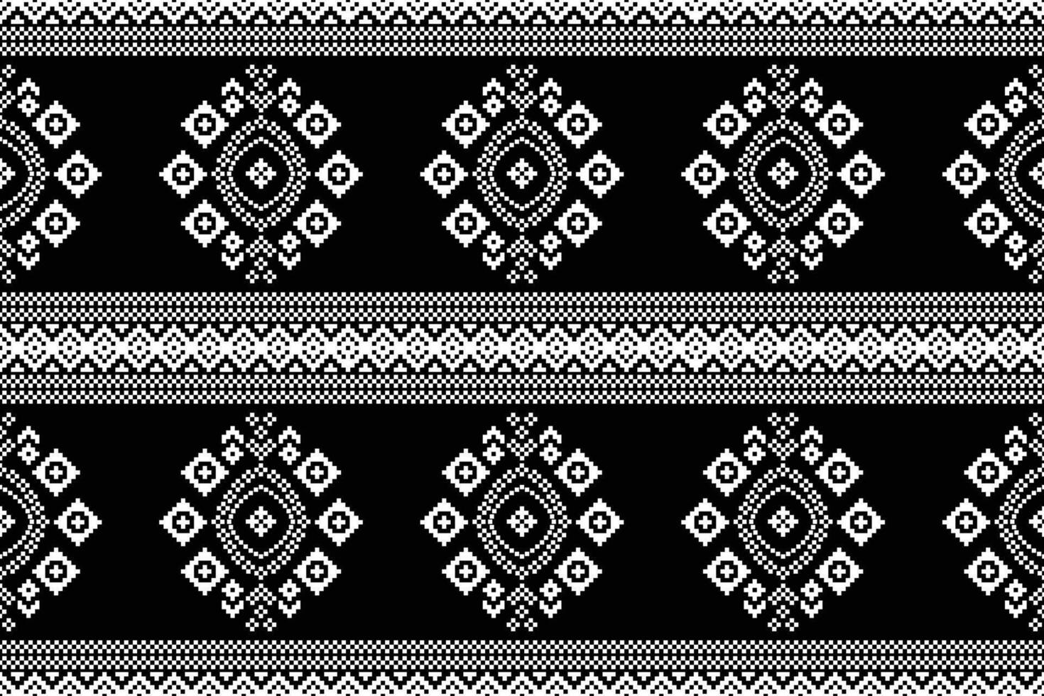 Design of fabric pattern black color background ethnic fabric pattern decoration ethnic. vector