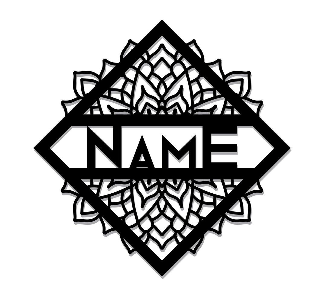 Mandala name sign wall art vector