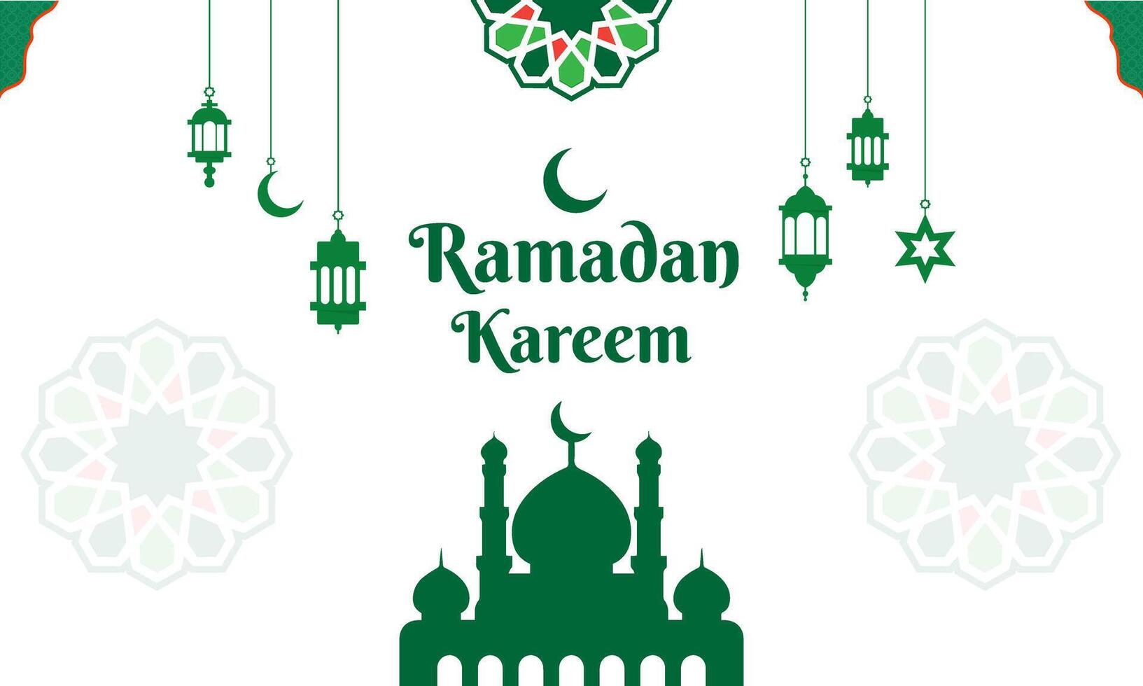 ramadan kareem background with lights, mosque, mandala and moon decoration vector
