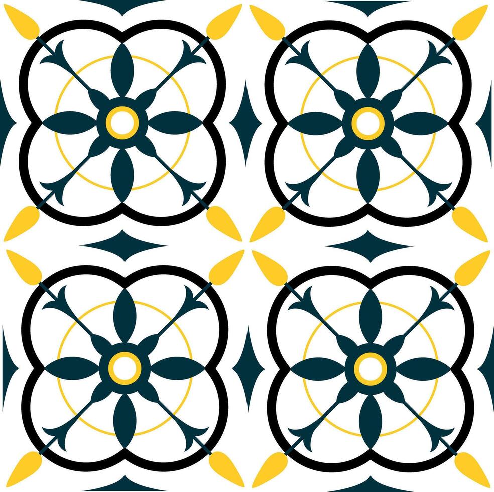 Seamless pattern illustration in arabic style - like Portuguese tiles vector