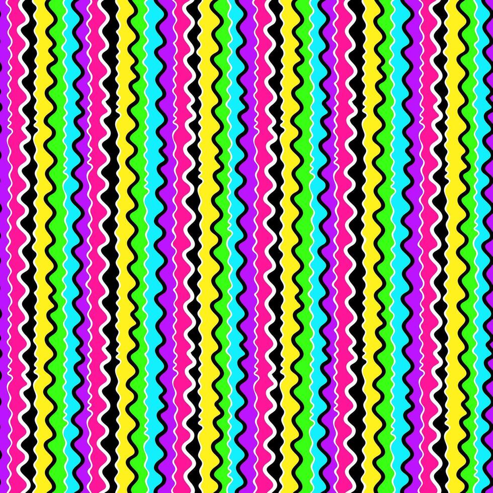 Abstract striped seamless pattern in rainbow neon colors. Modern print for fabric, textiles, wrapping paper vector