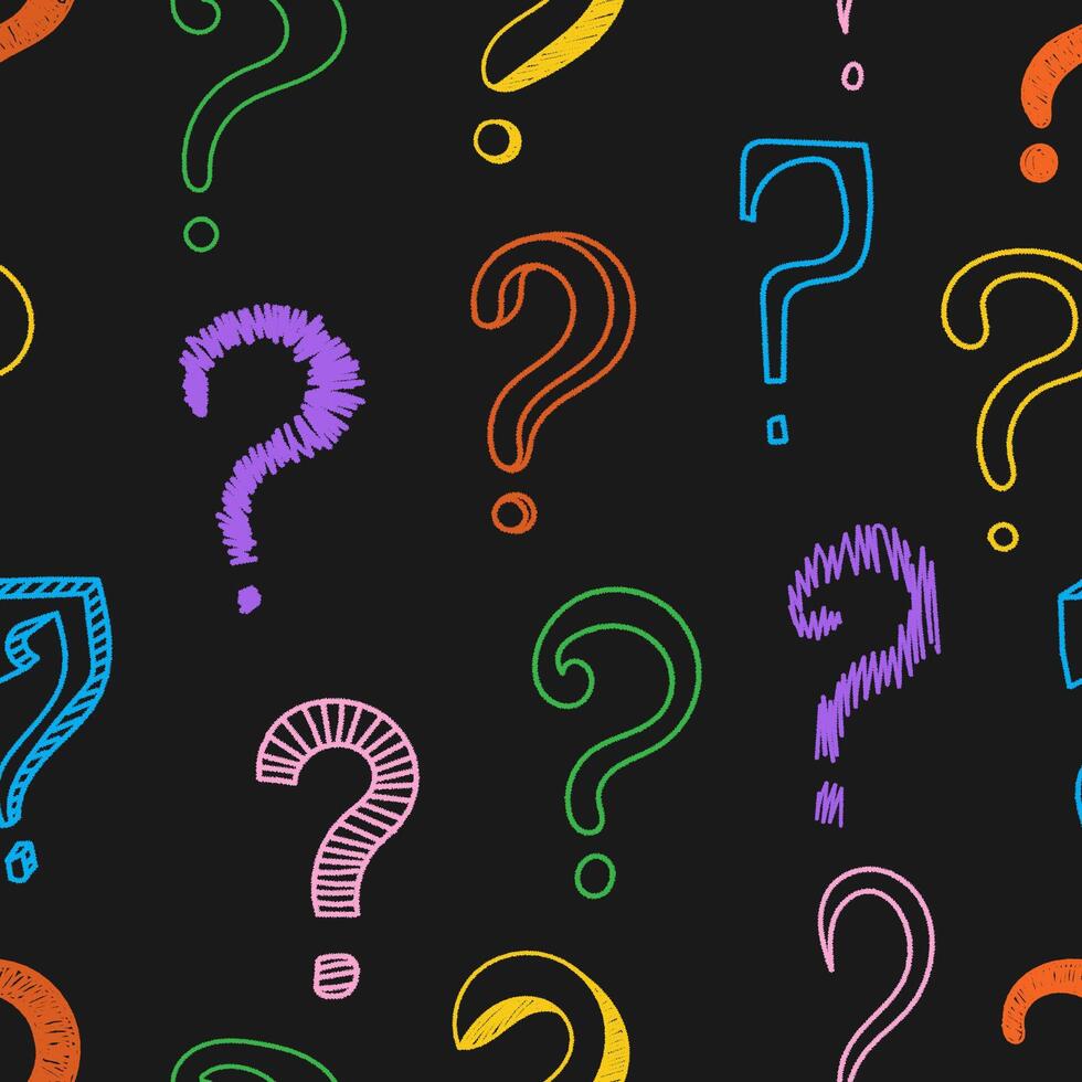 Seamless pattern with colorful charcoal graffiti question marks. Great for textile, fabric, wallpaper, wrapping, scrapbook and packaging vector