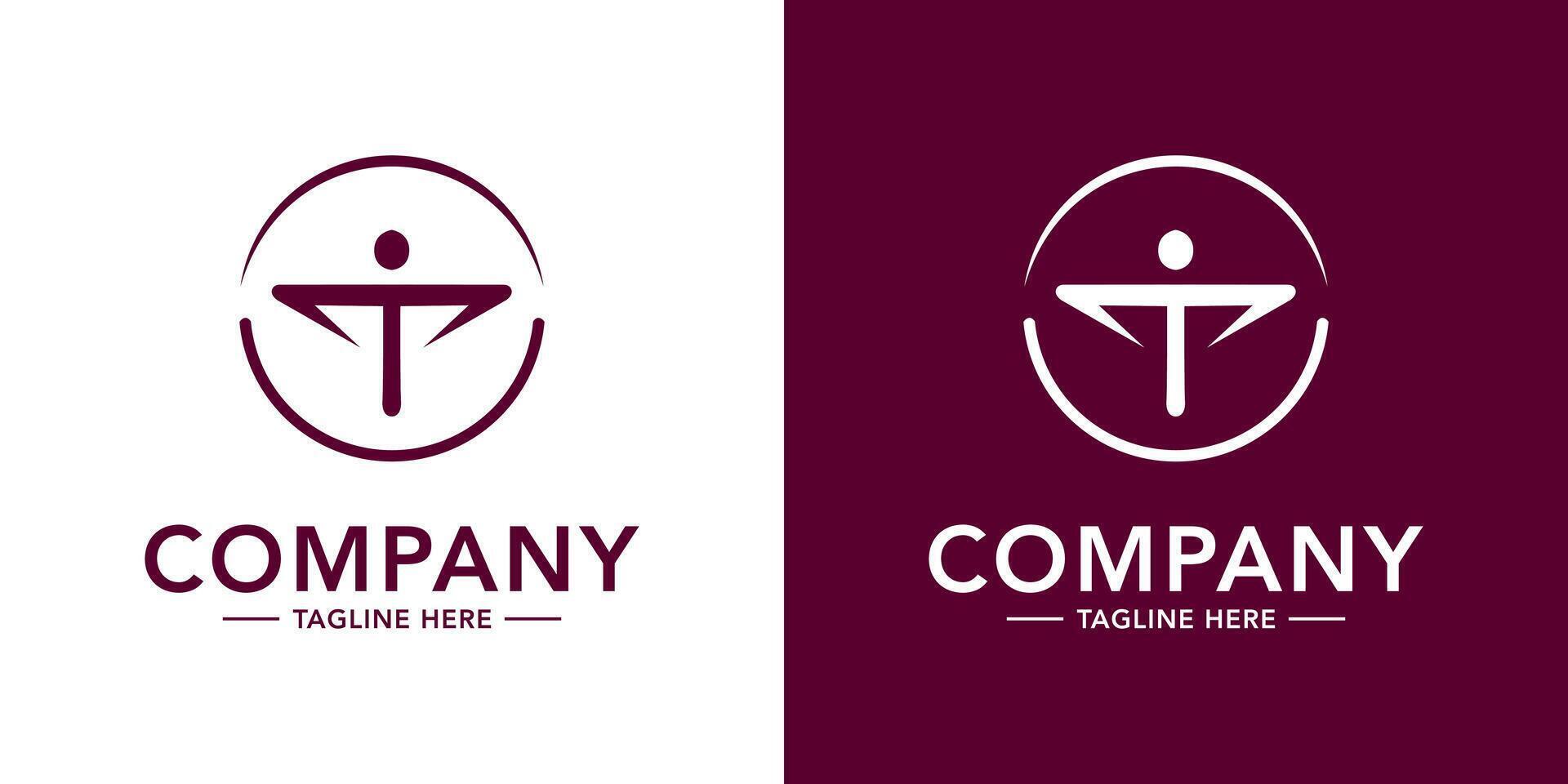 A logo for a company with a man in a circle vector