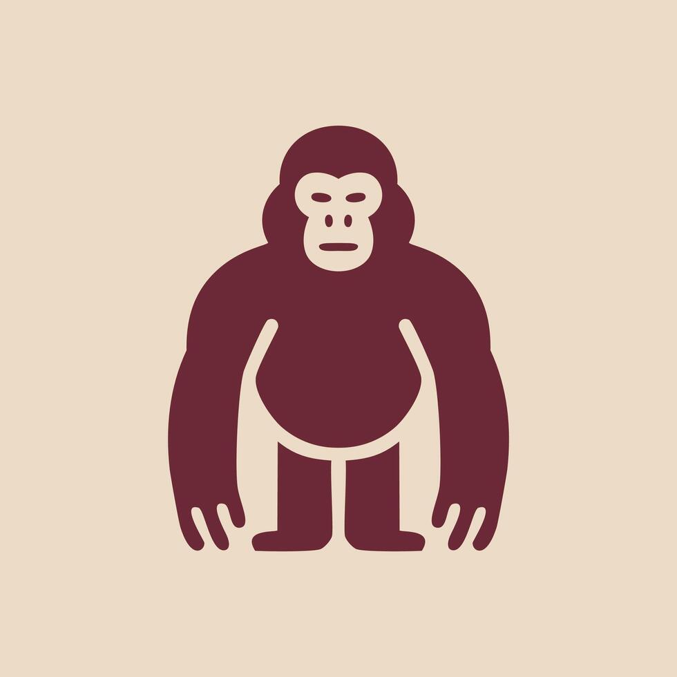 A gorilla icon on a beige background symbol vector