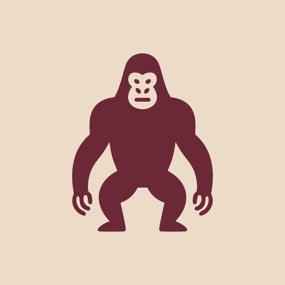 A gorilla icon on a beige background silhouette logo vector