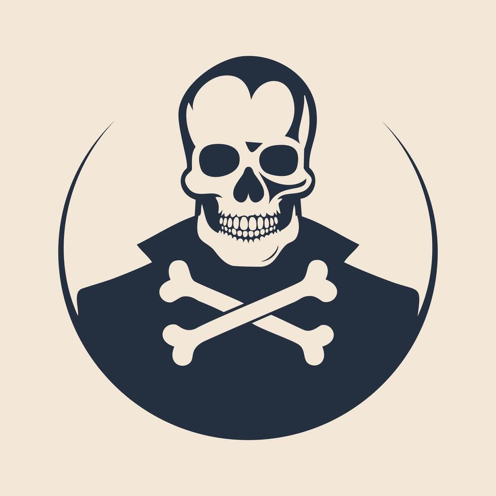 A skull with a black jacket and a crossbone vector