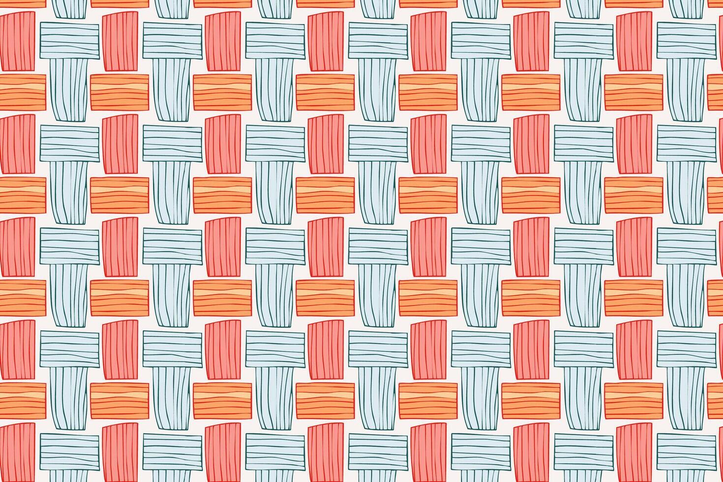 A colorful pattern with orange, blue and white squares vector