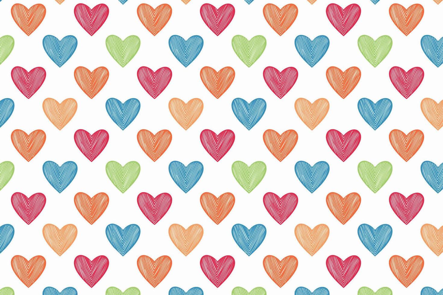 Hand drawn colorful pattern with hearts on it vector