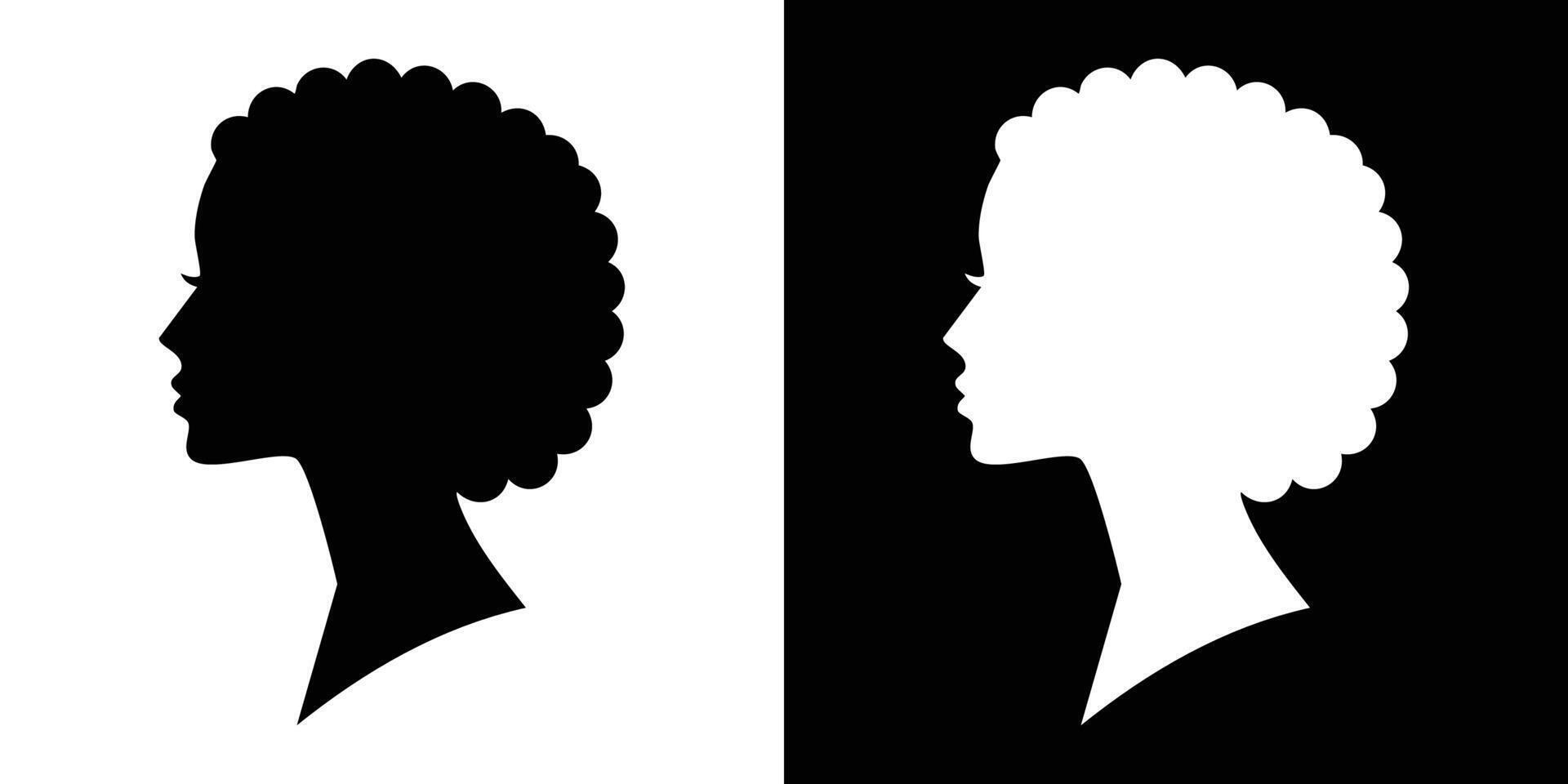 Two silhouettes of women with different hair style design vector