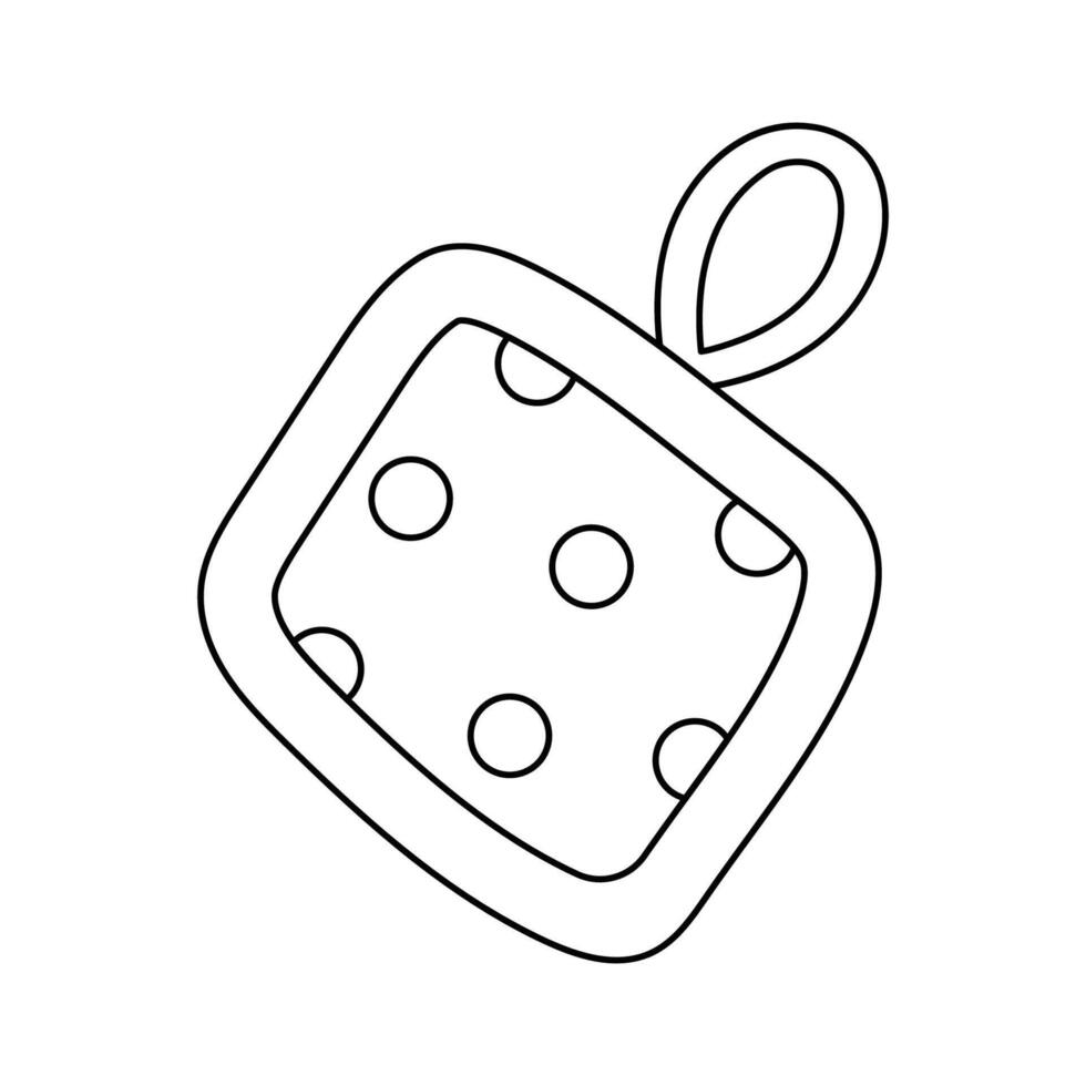 Black and white illustration a kitchen pot holder with a polka dot pattern on a white background. vector