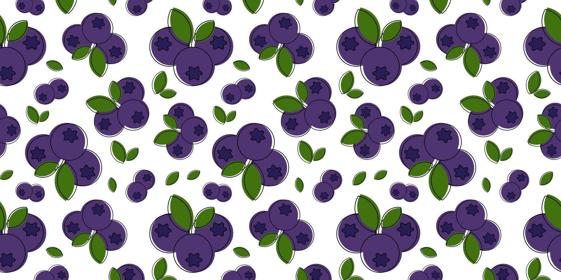 Blueberry seamless pattern with leaves and branches, illustration of berries in line art style for textile, wallpaper, website, mobile app, fruit illustration in line art style vector