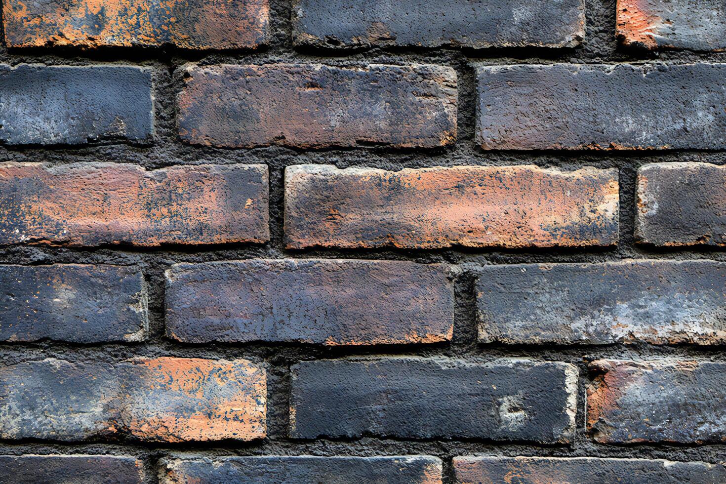 A close up of a brick wall with a few different colors photo