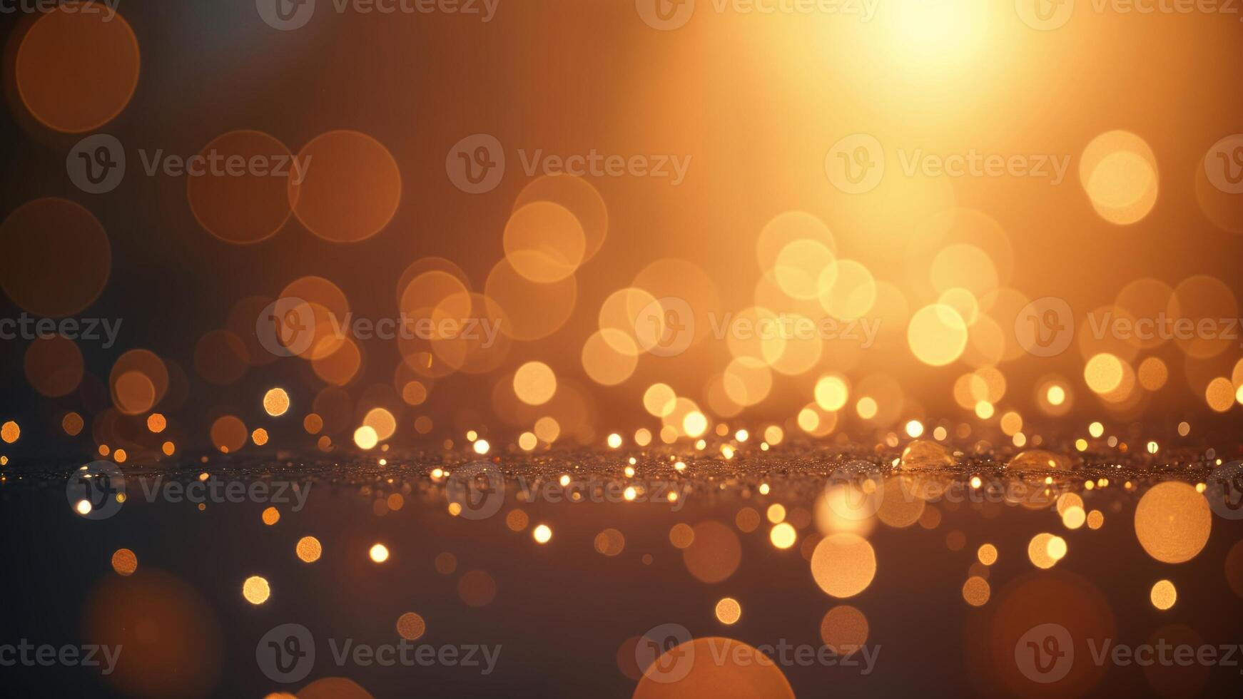 Golden abstract background with bokeh circle and shiny star. New year, birthday, holiday celebration. photo