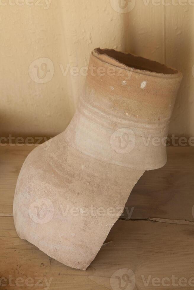 A Fragment of pottery archaeology, at an archaeological site in Israel photo