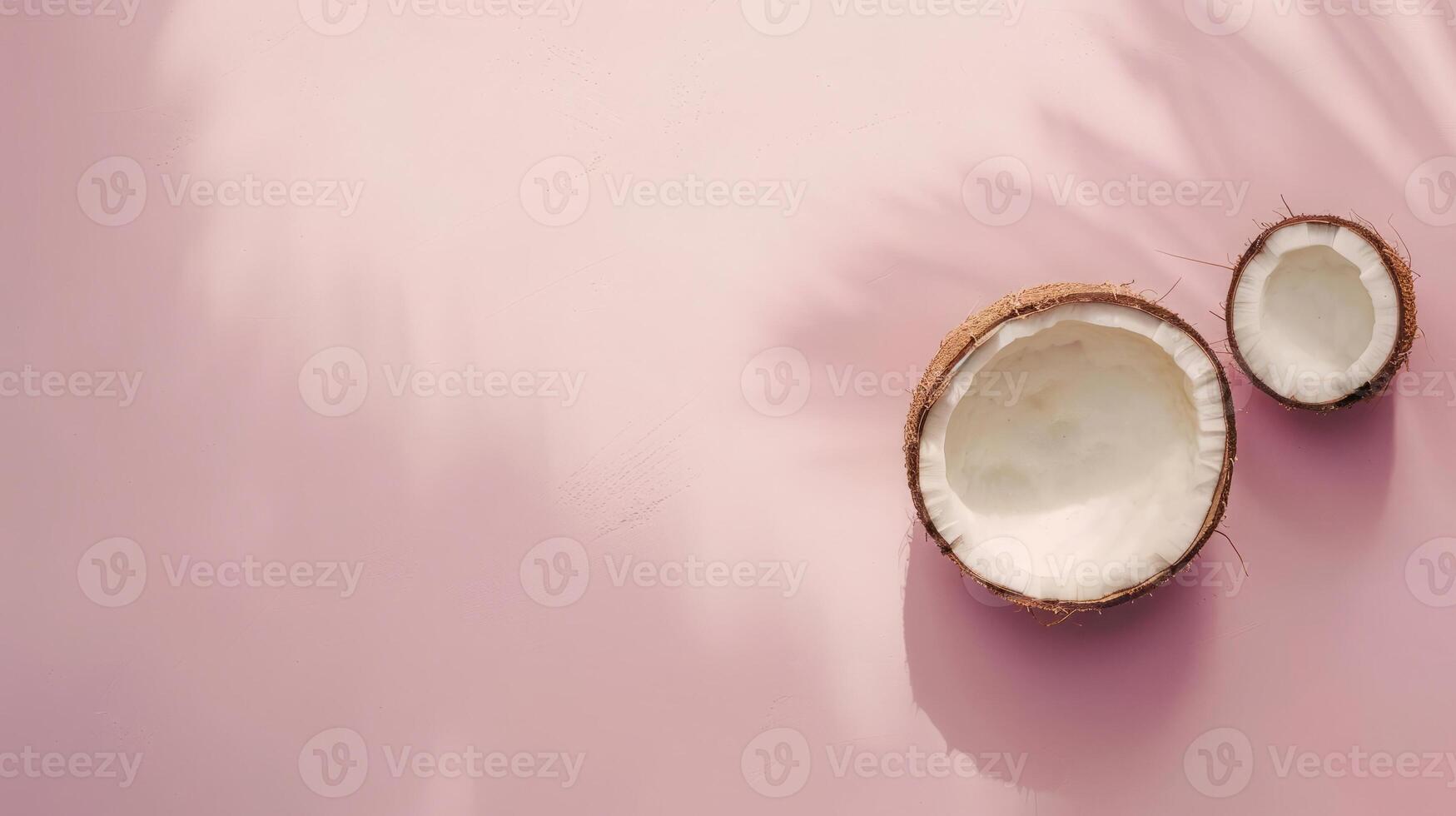 Coconut on pink background flat lay mockup product photography photo