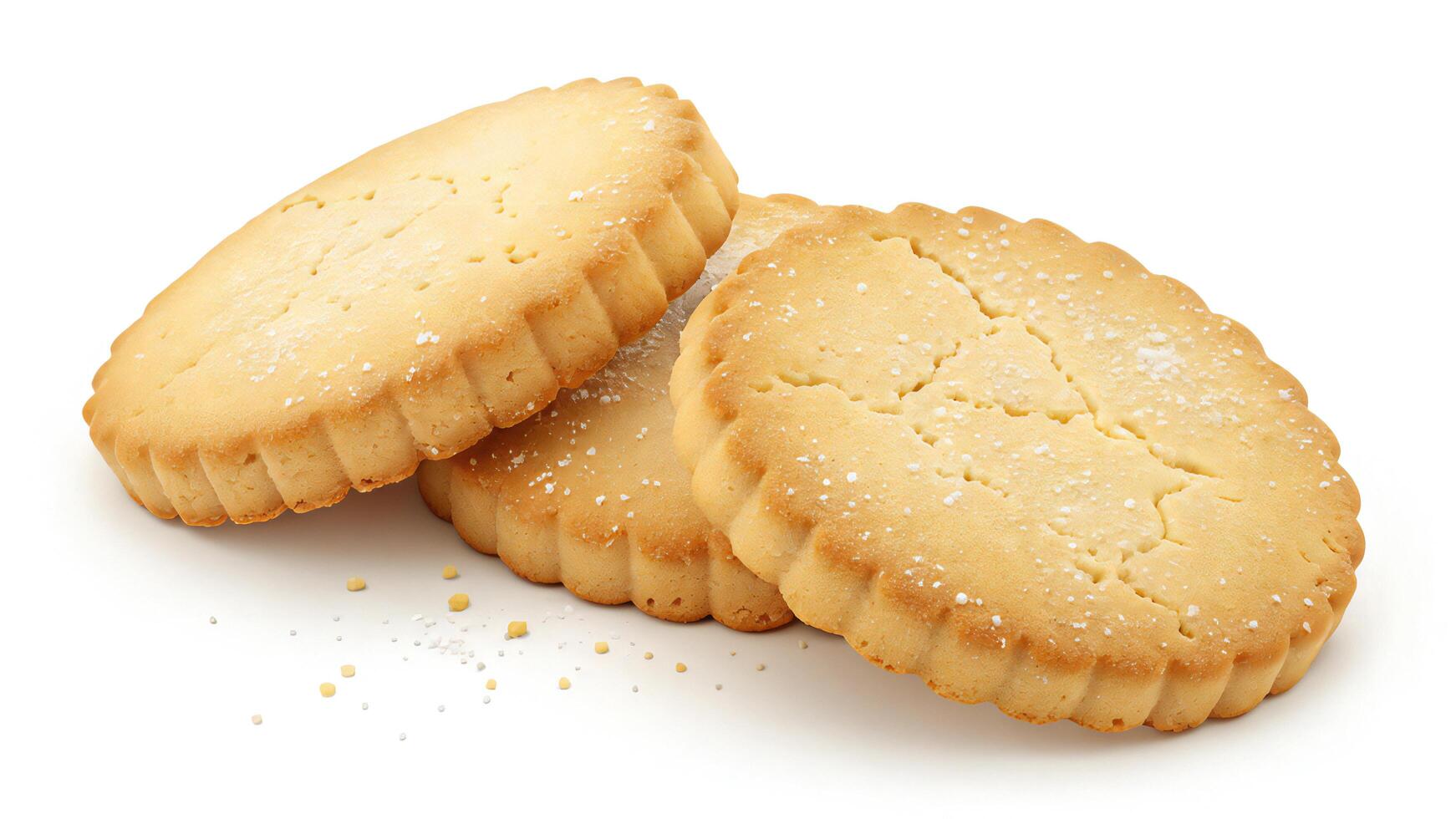 Delicious Shortbread Cookies Dustied with Powdered Sugar on a White Background photo
