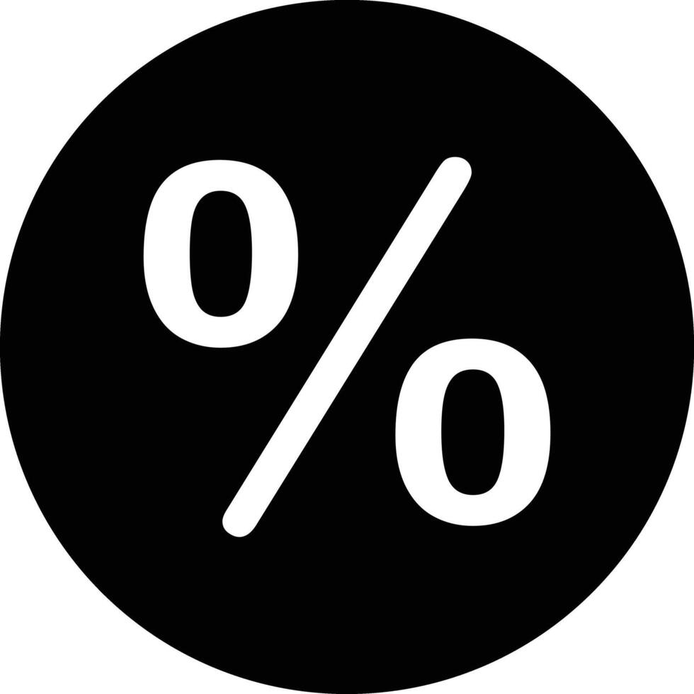 percent sign icon in black circle vector