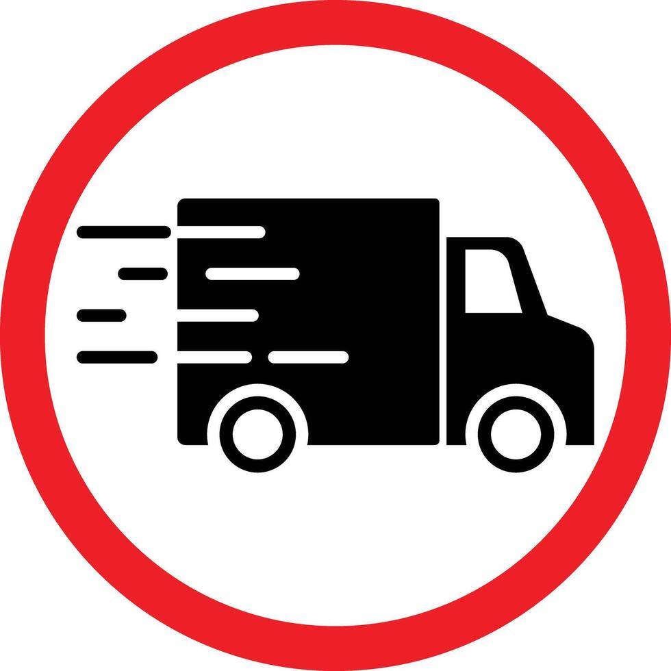 a black and red sign with a truck in the middle, vector