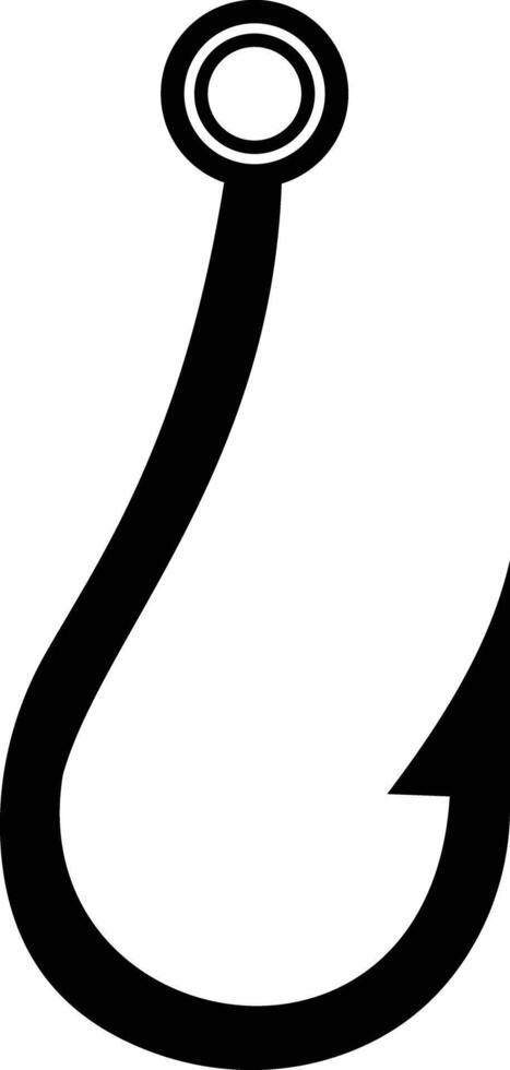 a fish hook with a circle on it, Fishing hook icon isolated on white background, simple hook silhouette vector