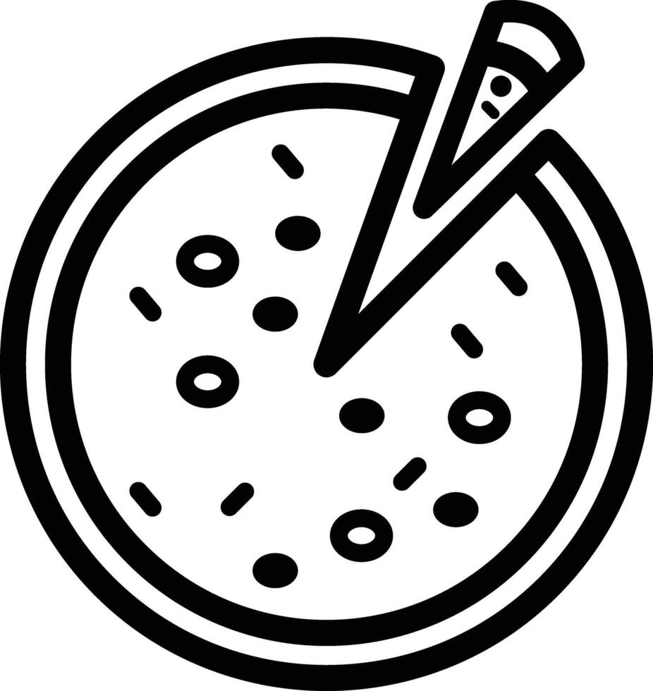Pizza Icon. Restaurant. black circle. isolated on white background. illustration vector