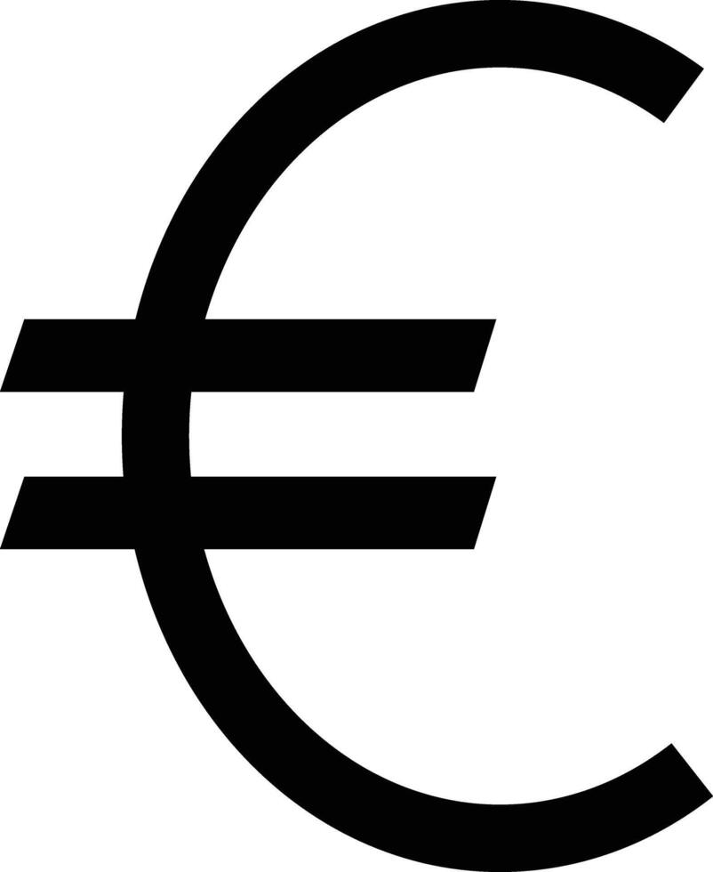 Euro icon, black, euro currency, Money symbol isolated on white background. vector