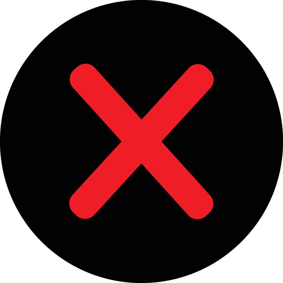 a red cross in a black circle vector