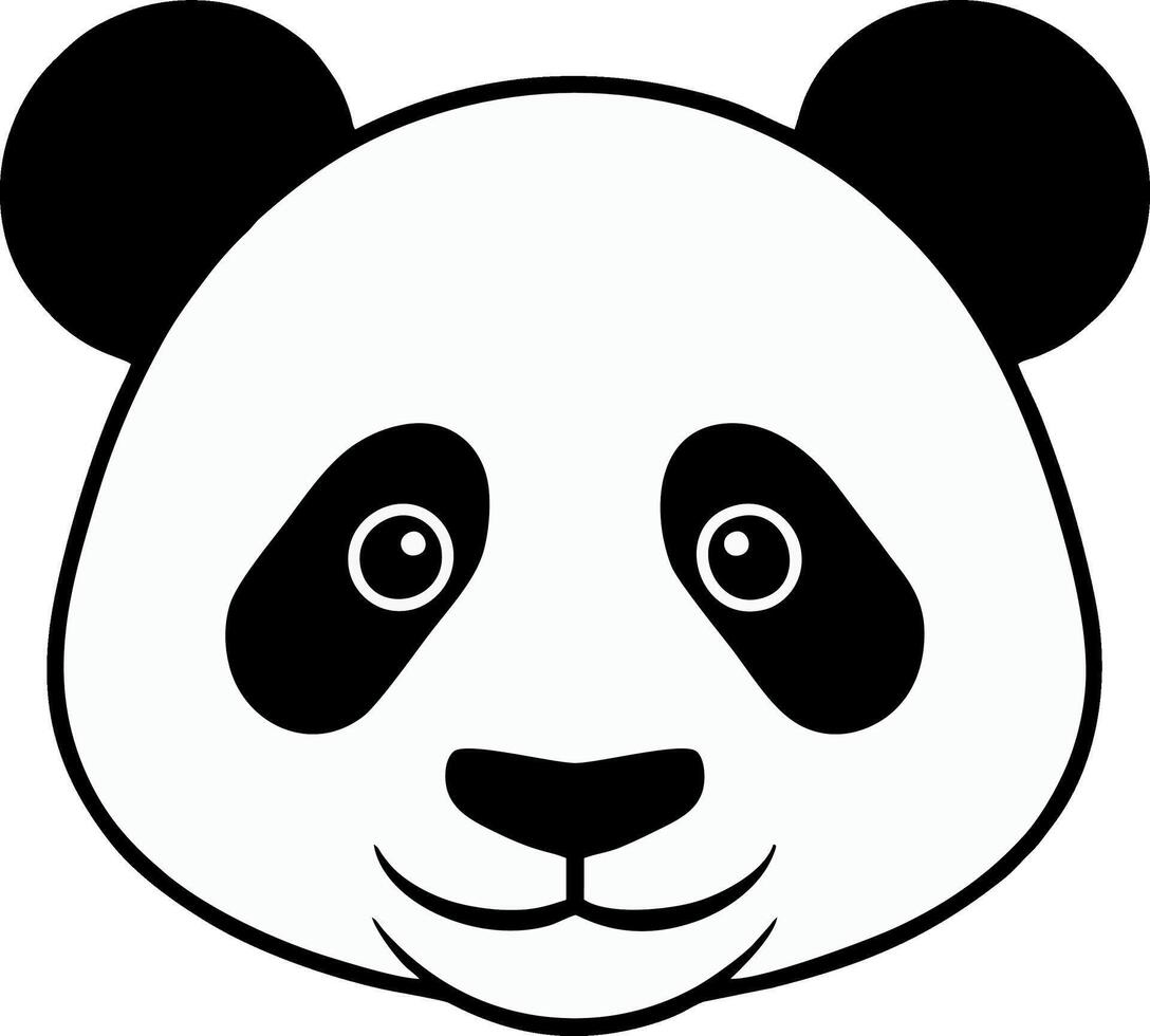 Minimalist Panda Face Illustration , Cute Black and White Animal Drawing vector