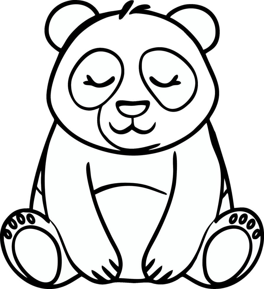 Cute Sleeping Panda Coloring Page vector