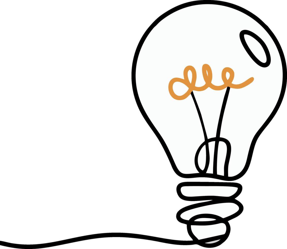 Creative Minimalist Lightbulb Line Art , Simple One-Line Drawing of an Idea Concept vector