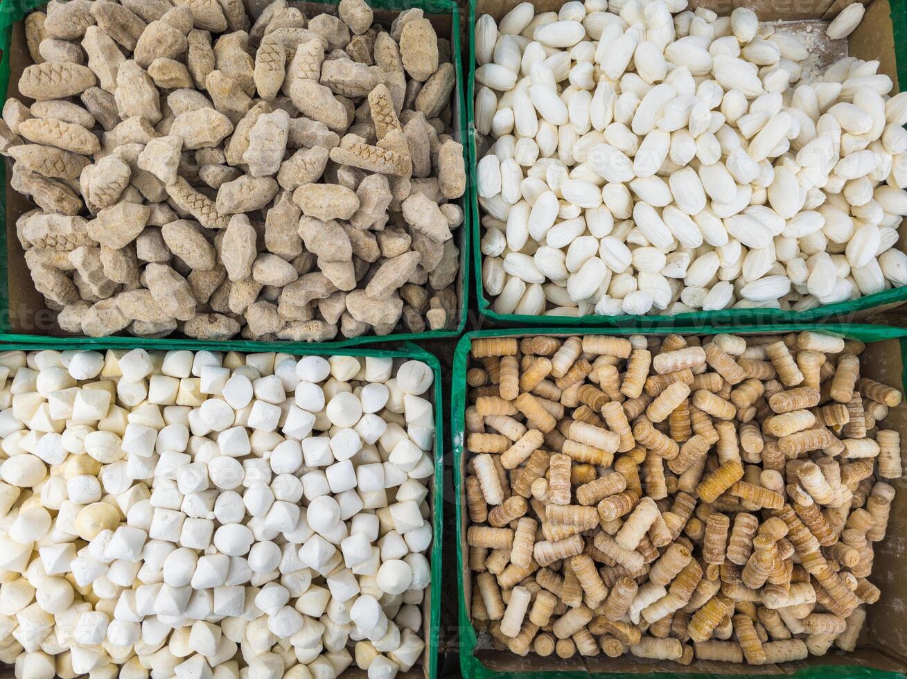 Qurut in boxes on the counter of an Asian market photo