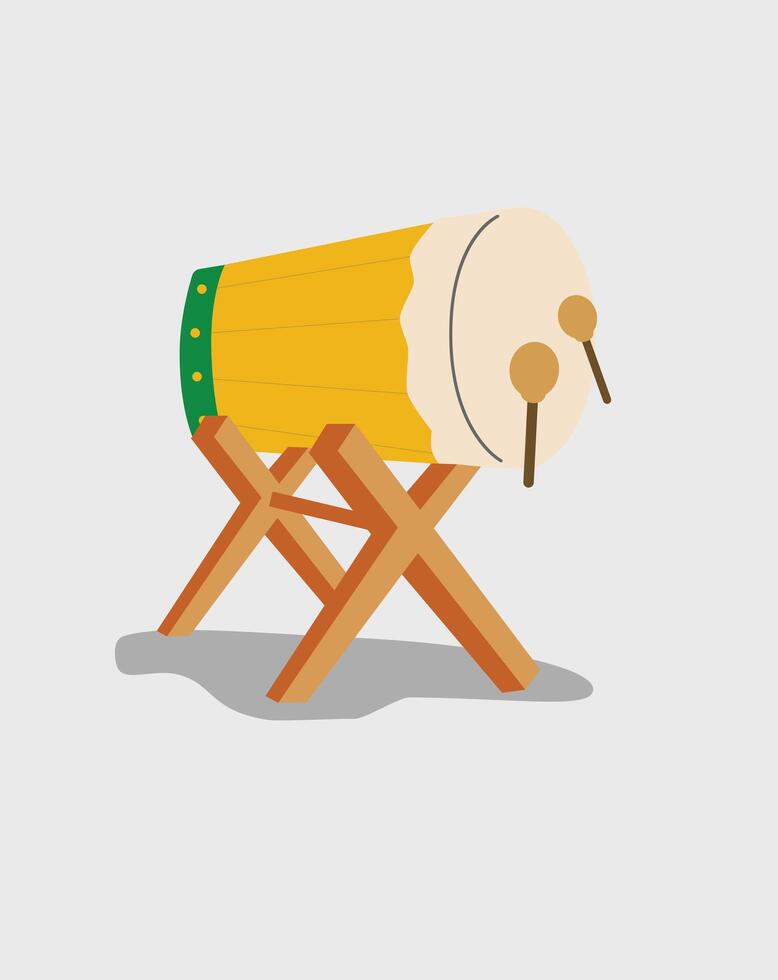 drum or bedug in traditional indonesia flat design for eid fitr, ramadan, eid adha vector
