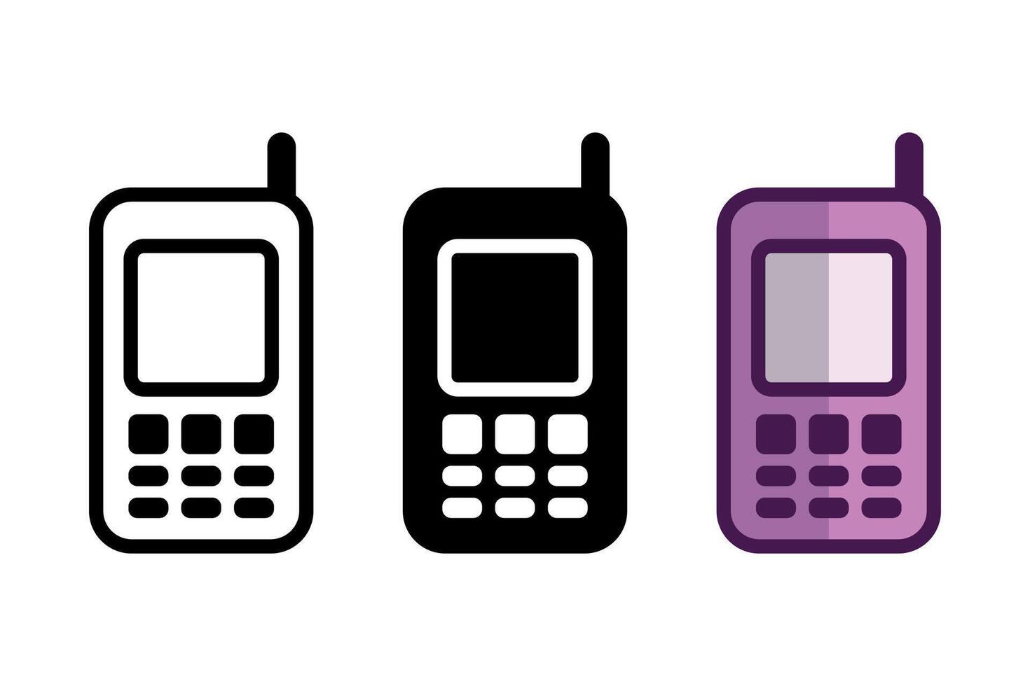 Vintage Mobile Phone Icons in Monochrome and Color Styles vector