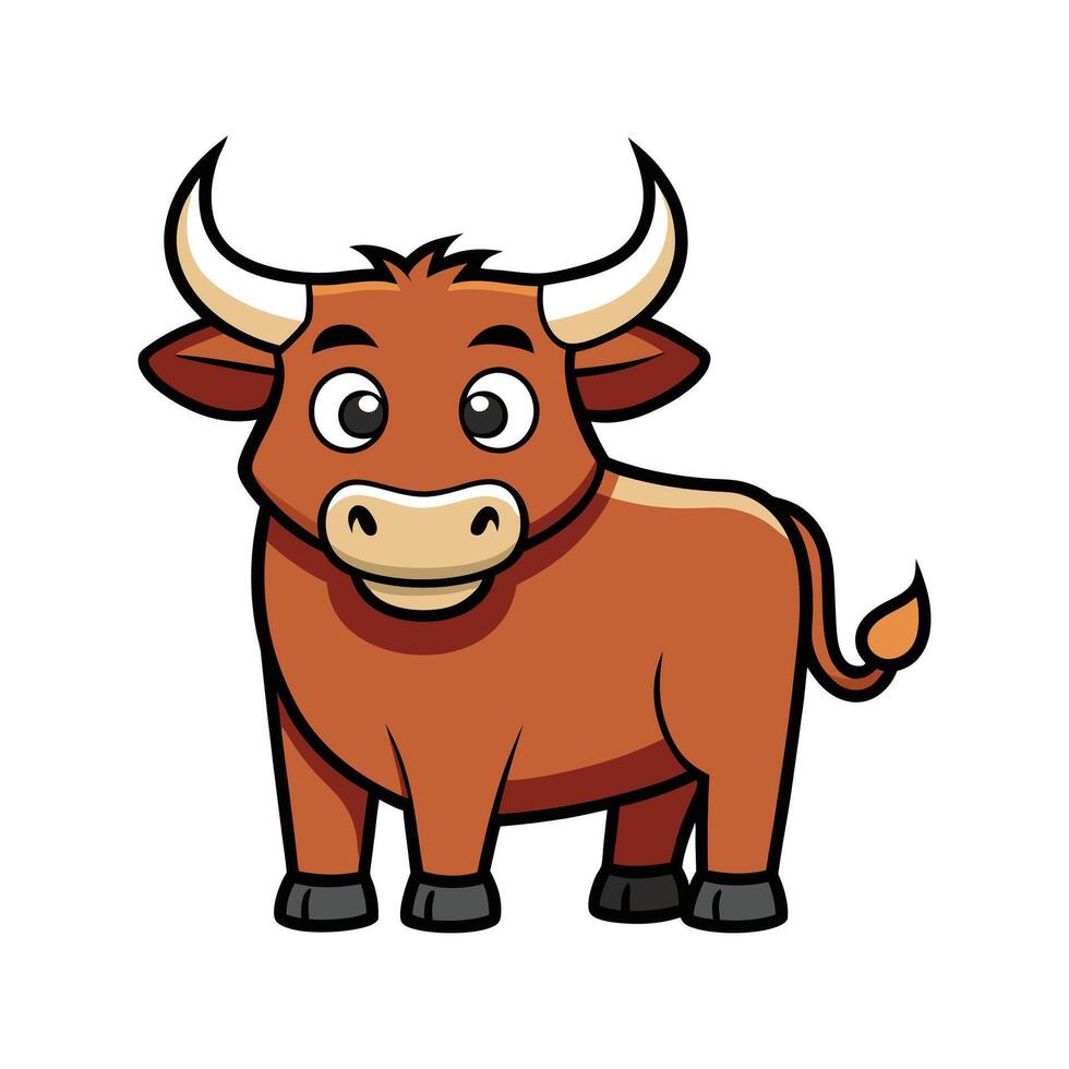 Artistic Angus Bull Outline Design. Cartoon Art Tree Illustration. vector