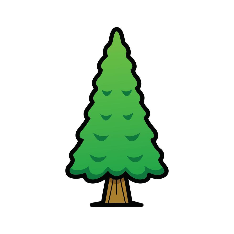 Outline Design of Arizona Cypress Tree. Cartoon Art Tree Illustration. vector