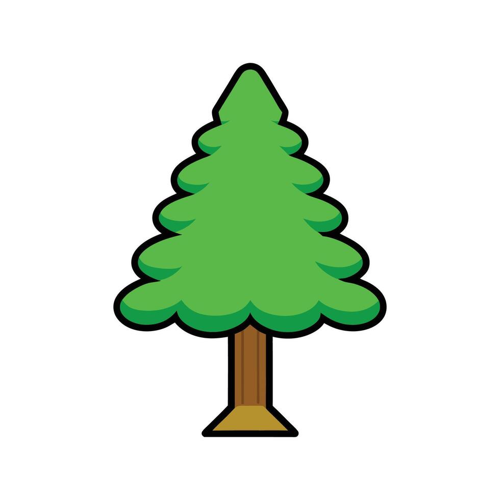 Bold Outline Illustration of Balsa Tree. Cartoon Art Tree Illustration. vector