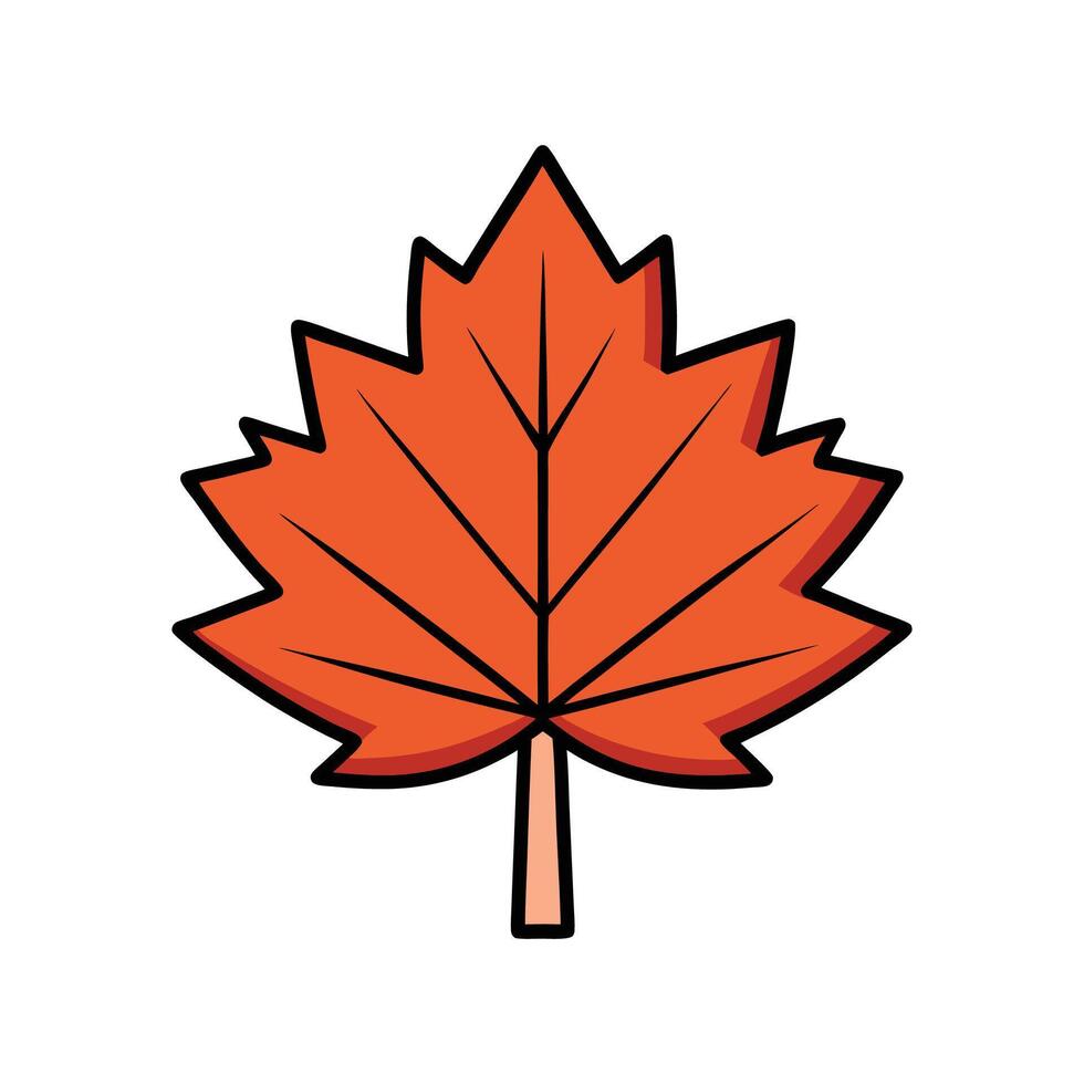 Bold Outline Design of Big Leaf Maple. Cartoon Art Tree Illustration. vector