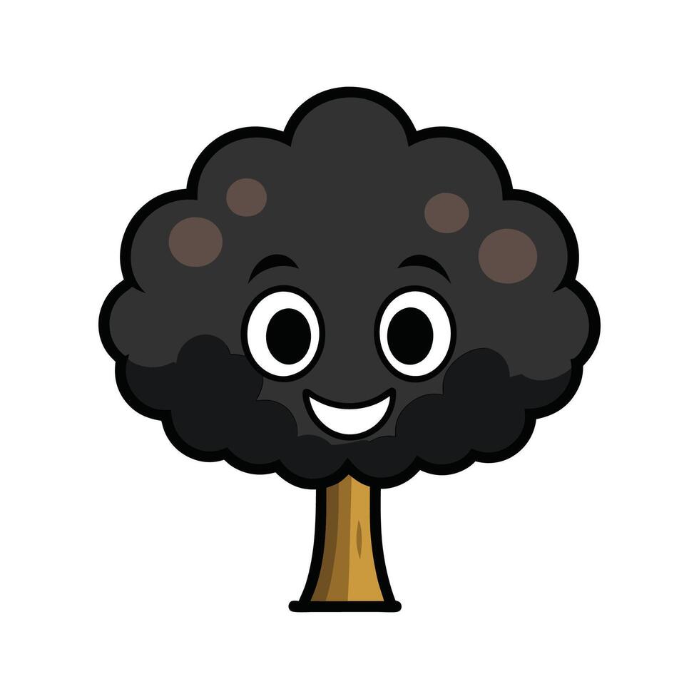 Outline of Black Ironwood Tree. Cartoon Art Tree Illustration. vector