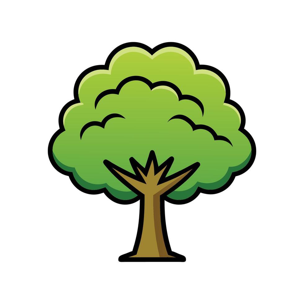 Artistic Outline Design of Black Locust. Cartoon Art Tree Illustration. vector