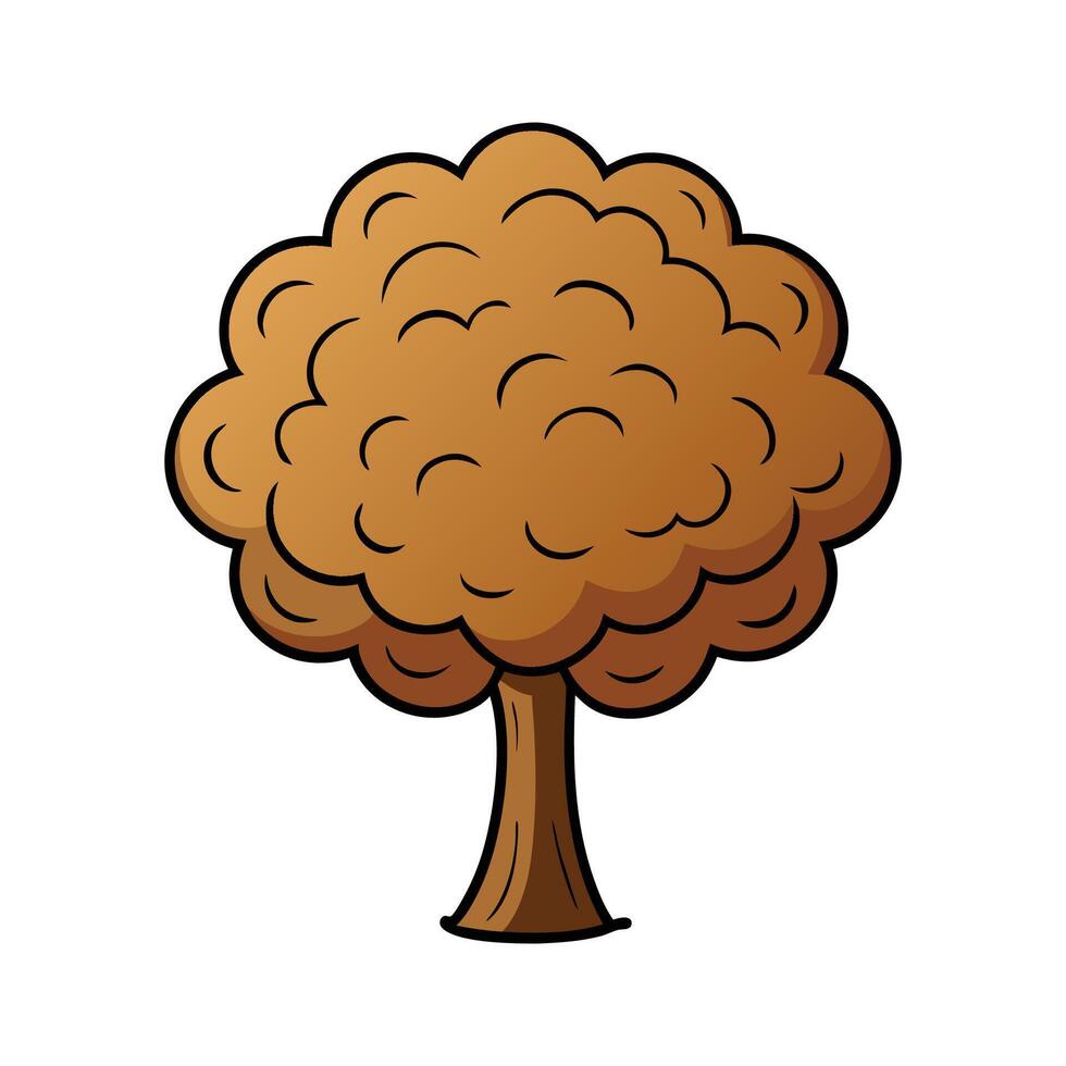 Artistic Black Walnut Tree Outline. Cartoon Art Tree Illustration. vector