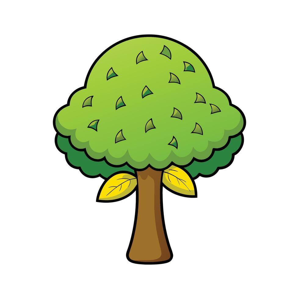 Outline of Breadfruit Tree. Cartoon Art Tree Illustration. vector